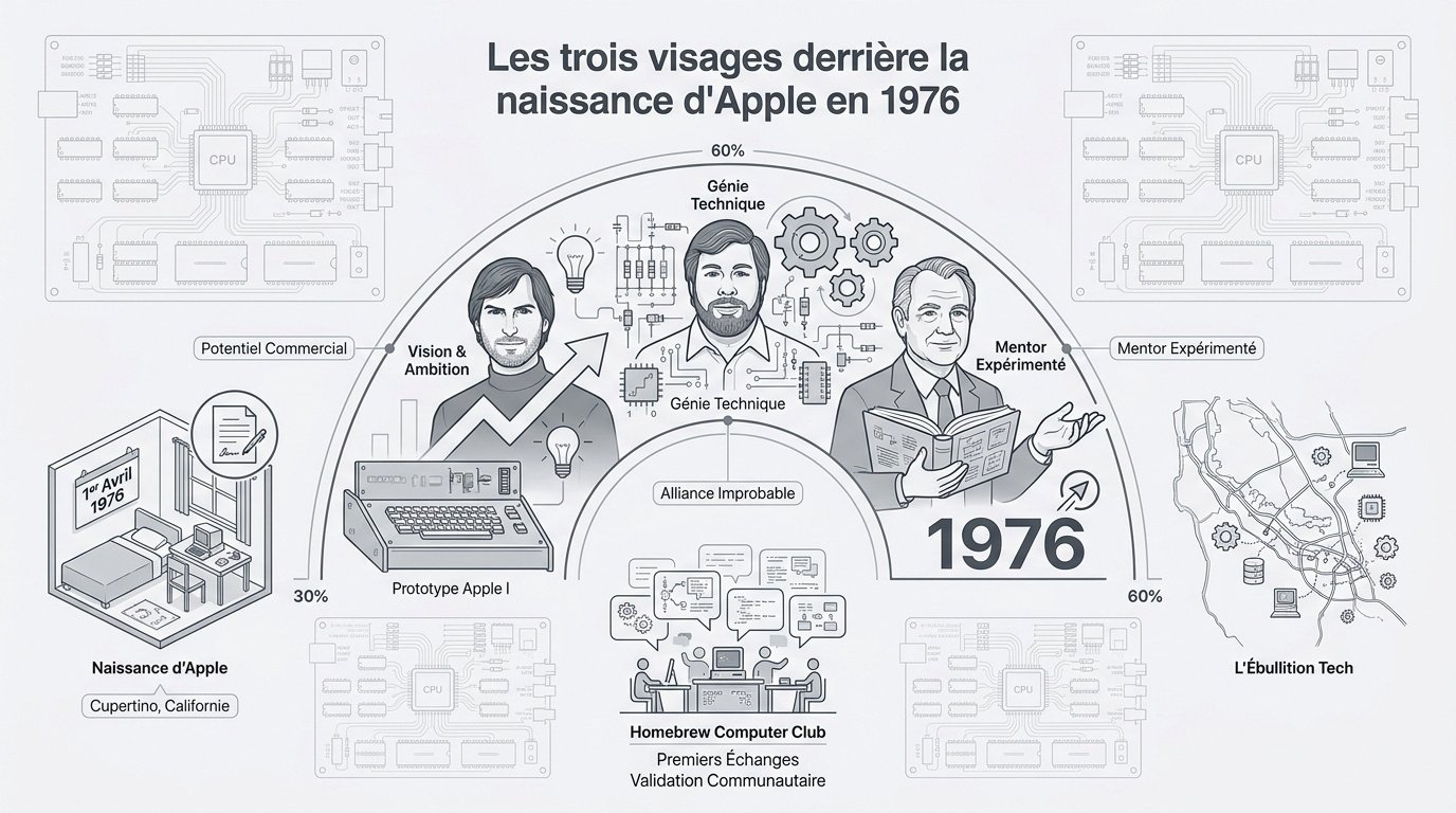 Les trois fondateurs d'Apple en 1976