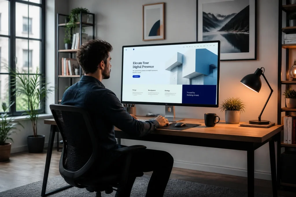 Developpeur web concentre sur son ecran